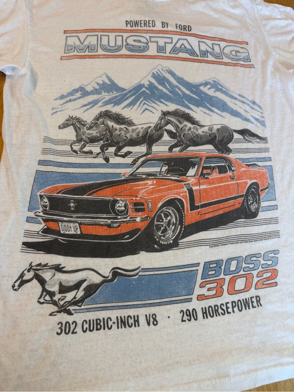 Junk Food Mens Ford Mustang Boss 302 Graphic T-Shirt, White, Small - Picture 2 of 5